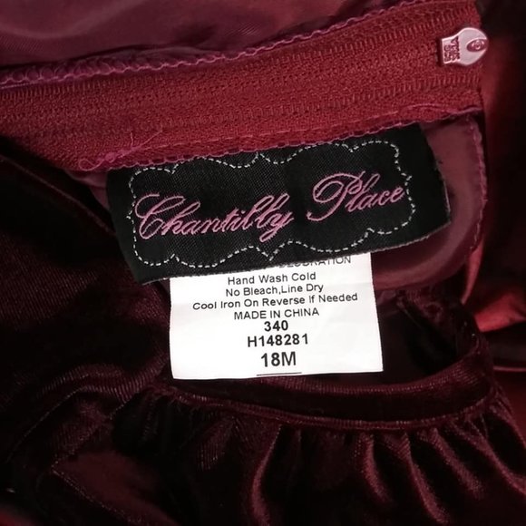 Chantilly Place 18M Holiday Red Velvet Girls Dress - Picture 4 of 5